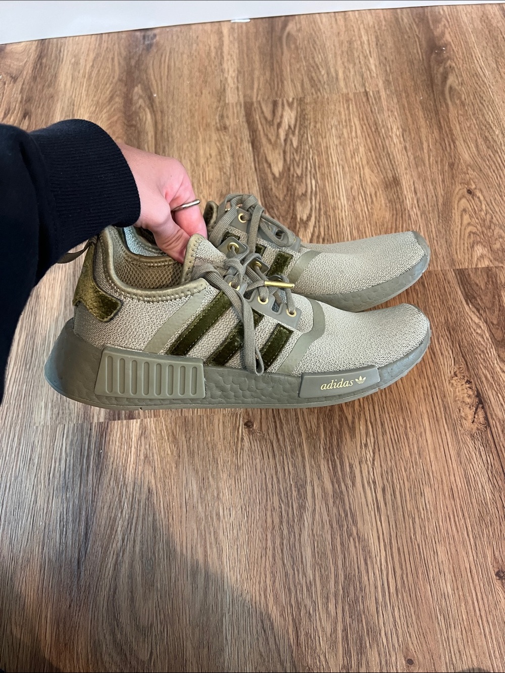 adidas NMD R1 Sneakers in Olive and Dark Olive